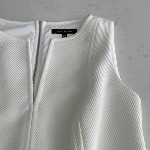 Judith & Charles Sleeveless Boat Nk Split V Fit & Flare Lined Dress White Sz 10 - Picture 6 of 16